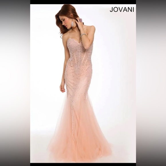 Designer: Jovani. Style# 98047 Color: Blush Size:2 - Picture 1 of 5
